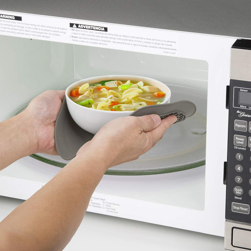 Compact Microwave Multi-Mat, 9.5 Inches Gray – Heat-Resistant Trivet & Microwave Food Splatter Protector