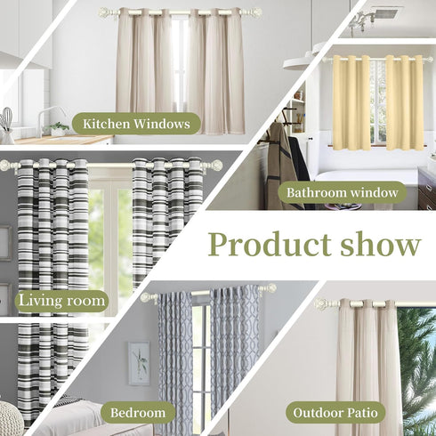 White Curtain Rods for Windows 18 to 60 Inch - 1 Inch Adjustable Heavy Duty Drapery Rods