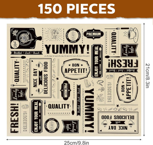 Newsprint Wax Paper Sheets Newspaper Theme Food Wrap Paper Grease Resistant Tray Liners Waterproof Wrapping Tissue Food Picnic Paper for Home Kitchen Baking Hamburger(Kraft Background, 150 Pieces)