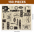 Newsprint Wax Paper Sheets Newspaper Theme Food Wrap Paper Grease Resistant Tray Liners Waterproof Wrapping Tissue Food Picnic Paper for Home Kitchen Baking Hamburger(Kraft Background, 150 Pieces)