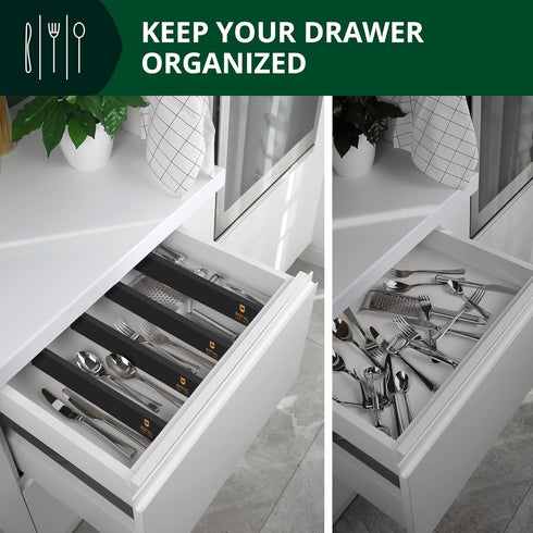 ROYAL CRAFT WOOD Adjustable Bamboo Drawer Dividers, Expandable Organizer for Kitchen, Bedroom, and Office, 4-Pack