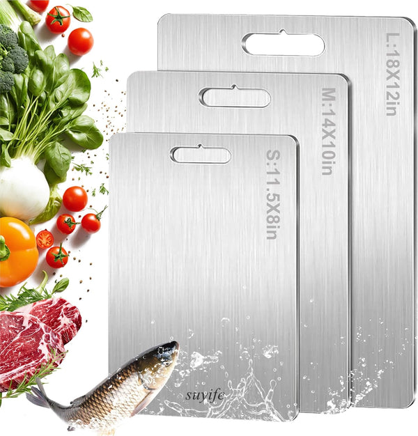 NSLLL Titanium Cutting Board Set of 3,100% Pure Titanium Cutting Boards for Kitchen,