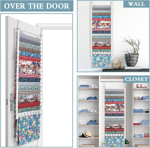 Hanging Fabric Storage Organizer Over The Door, 20-Shelf Wall Mount for Sewing and Quilting Fabric Collection