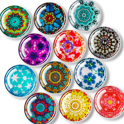 FINDMAG 12 Pcs Cute Glass Fridge Magnets, Strong Heavy Duty Refrigerator Magnets for Kitchen, Office, Home