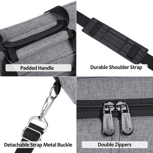 Tirrinia Insulated Wine Gift Carrier - 3 Bottle Travel Cooler Tote Bag with Handle, Grey