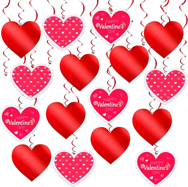 KatchOn Red Hearts Valentines Hanging Decorations - Pack of 30, No DIY, Indoor Hanging Hearts Decor