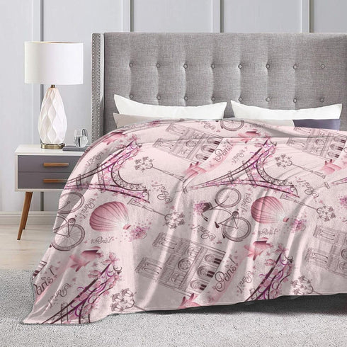 Perinsto 60"X50" Paris Eiffel Tower Throw Blanket Ultra Soft Warm All Season Romantic Travel in Paris Decorative Fleece