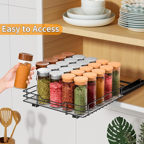 RCHYFEED Pull Out Spice Rack Organizer - Heavy Duty Slide Out Spice Organization for Kitchen and Pantry Cabinets