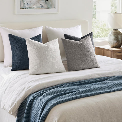 Pack 4 18x18 Inch MIULEE of Decorative Textured Boucle Throw Pillow Covers Blue Gray Accent Solid Pillow Cases Soft
