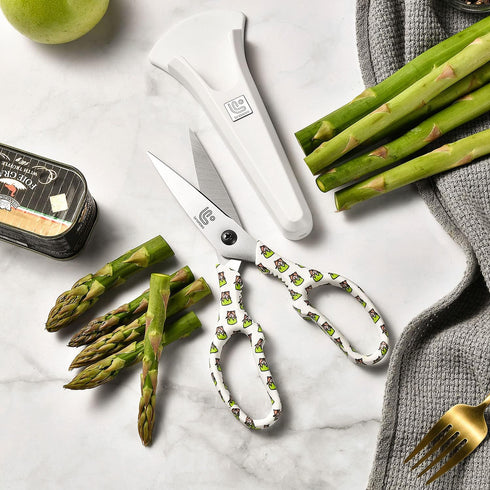 Linoroso Kitchen Scissors - Heavy Duty Kitchen Shears with Magnetic Holder, Japanese Steel 4034