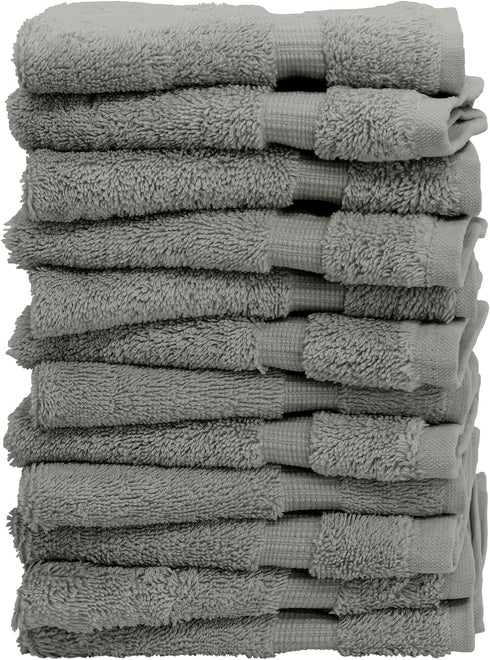 Luxury Hotel & Spa Quality 100% Turkish Cotton 700 GSM Cloth, Soft Washcloths Towel Set 13" X 13", Gray, Set of 12