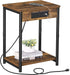TUTOTAK Nightstand with Charging Station, End Table, Side Table with USB, 21.8H