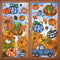 6 Sheets Fall Window Clings, Double-Sided Window Stickers with Orange Maple Leaves Pumpkins for Thanksgiving Home