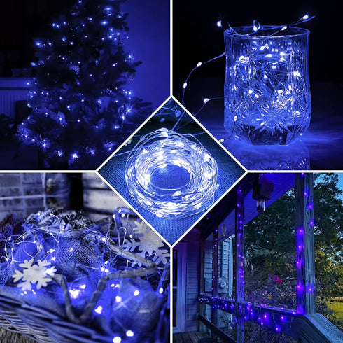 24 Pack 7Ft 20 3 4th Blue Fairy Lights LED Twinkle String Lights Modes Battery Operated Waterproof Firefly Starry