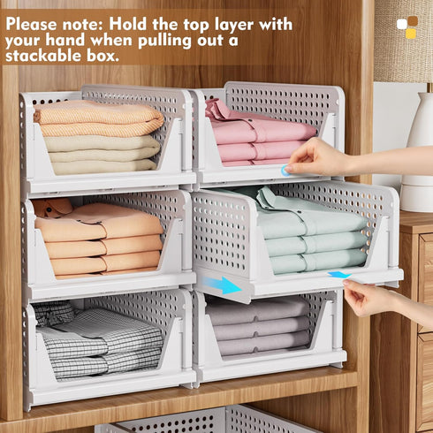 5 Pack Closet Closet SNSLXH Stackable Storage Basket, Multifunctional & Foldable Organizer for Bathroom Kitchen Laundry