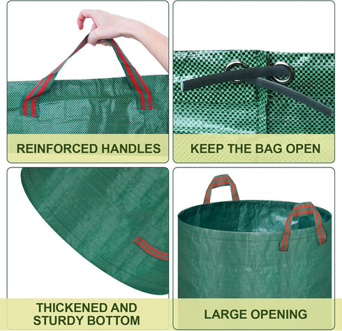 3 Packs 72 Remiawy Reusable Yard Waste Bags, Gallons Lawn and Leaf Garden Bags with Reinforced Carry Handles Heavy Duty