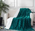 50" 60" DaDa Bedding Lavish Emerald Teal Green Faux Fur Fuzzy Throw Blanket - Mermaid Scales Design White Sherpa