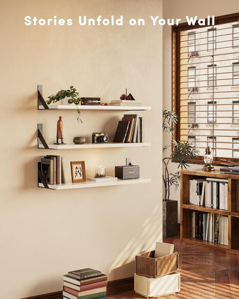 VMROF Floating Shelves for Wall, Wall Mount Book Shelf, Hanging Shelves, Wall Bookshelf for Bedroom, Office, Living