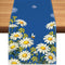 Spring Summer Daisy Floral Table Runner Bees Burlap Table Runners, Charming Blue