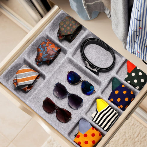 Welaxy Drawer Organizer Trays with 9 Compartments, Multi-Purpose Storage Box for Home Office Desk Closet Bathroom