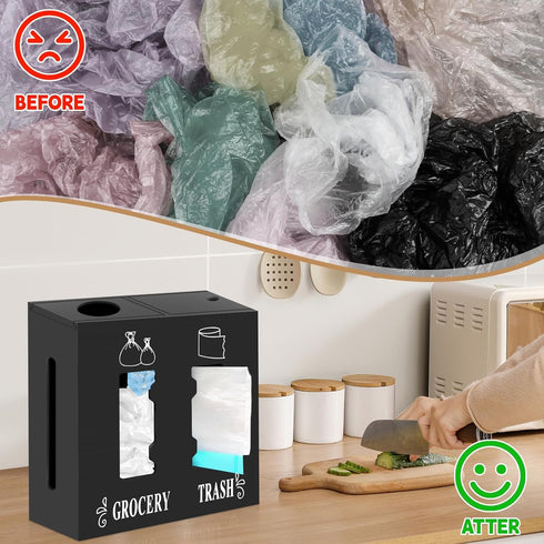 CMXZSAM 2 1 in Trash Bag Dispenser and Grocery Bag Holder, Large Wooden Trash Bag Holder,Trash Bag Dispenser