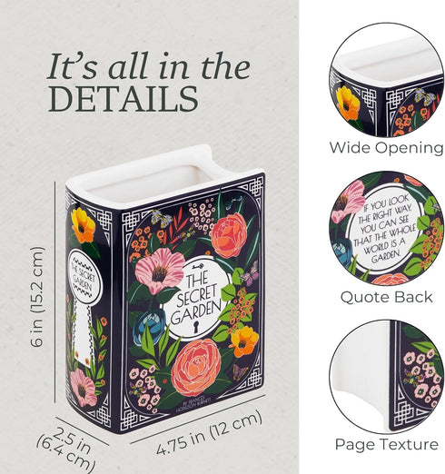 Steel Mill & Co Original Book-Shaped Decorative Vase, Ceramic Vases for Home Decor, Cute Bookshelf Decor, Unique Vase