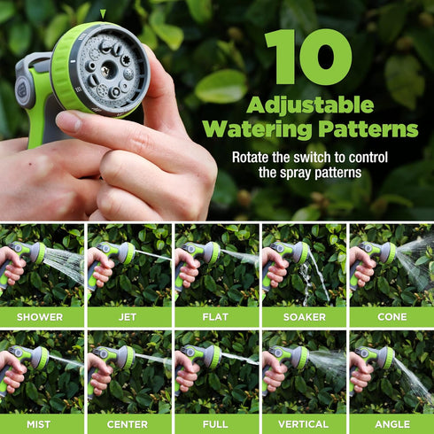 WORKPRO Garden Hose Nozzle - Water Sprayer with 10 Adjustable Water Patterns, High-Pressure Sprayer for Outdoor Watering