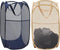 2 Pack Collapsible Pop Up Laundry Hamper, Large Capacity Mesh Laundry Basket for Apartments & Student Dorms (Beige+Blue)