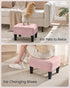 330 lb ULOM501R01 SONGMICS Foot Stool with Legs, Small Footstool Ottoman, Velvet Seat with Thick Cushion, for Living