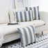 JOJUSIS Farmhouse Stripe Throw Pillow Covers, Pack of 2, 20 x 20 Inch, Blue