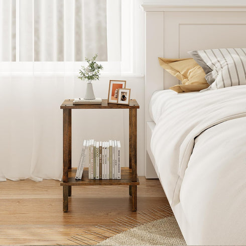 2-Tier TB01BB034C TUTOTAK End Table, Side Table, Nightstand, Storage Shelf, Sofa Side Table for Small Space, Living