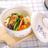 WHJY Japanese Creative Hand-painted Ceramic Tableware with Lid for Soup and Noodles, Heat Preservation Function, Blue