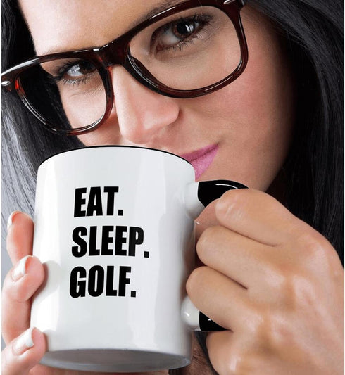 3dRose Eat Sleep Fun Text Gifts for Golfing Enthusiasts - Two Tone Mug, 11 oz, Black