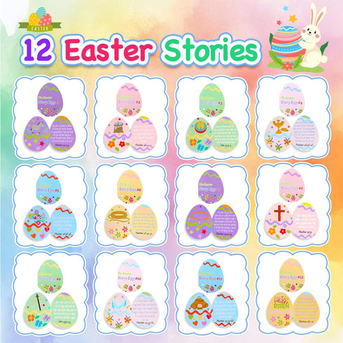 EIHFHIE 12 Pcs Resurrection Eggs with Matching Religious Easter Story Cards,Christian Empty Eggs for Easter Decorations