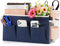 Bedside Caddy Organizer with Fixed Straps and Water Bottle Holder for Home, College Dorm, Hospital Bed, Navy Blue