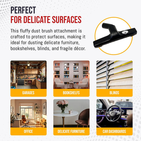 32mm (10 Inch) MP Maresh Products Genuine Deluxe Brush Attachment - Horse Hair Brush, Wet Dry Vacuum Cleaner, Central