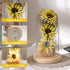 Sunflower Gifts for Women, Artificial Sunflowers in Glass Dome with LED Strip, Birthday Gifts for Mom & Grandma,