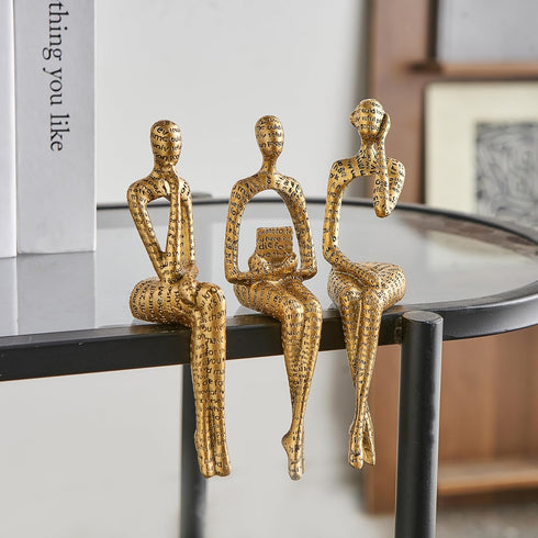 Octdays Gold Decor Thinker Statue, Abstract Art Sculpture Coffee Table & Bookshelf Decor Accents, Modern Living Room
