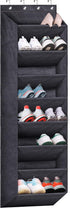 SLEEPING LAMB Over The Door Shoe Organizer with Large Deep Pockets, Narrow Rack for Hanging Boots Storage, Black