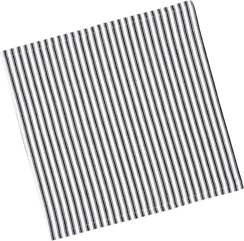 Cackleberry Home Black and White Ticking Stripe Woven Cotton Fabric Napkins, 18 Inches Square, Set of 4
