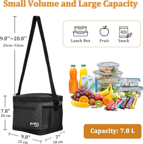 Tirrinia Insulated Lunch Box for Men/Women, Leakproof Lunch Bag for School Work, Charcoal Soft Cooler