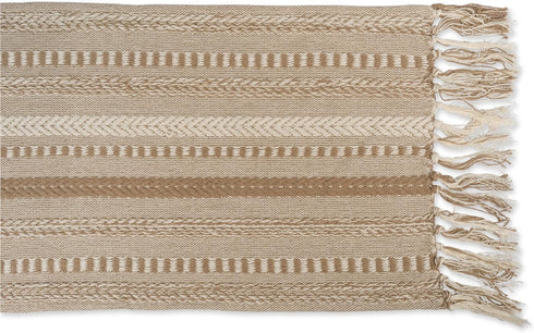 15x72 (15x77, DII Farmhouse Braided Stripe Table Runner Collection, Fringe Included), Stone