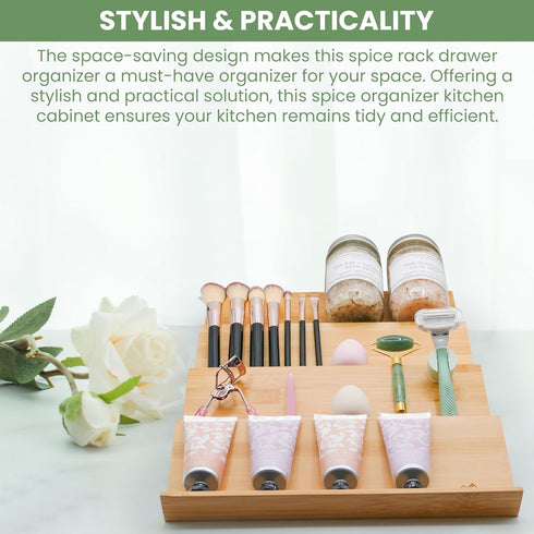 Sweet Living 4 tier spice rack drawer organizer for Kitchen Cabinets | Wooden spice drawer organizer, Space-Saving