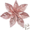 GL-Turelfies 12 Pcs Rose Gold Glitter Christmas Flowers (16cm/6.3’’) with 12 Pcs Clips for Xmas Tree Ornaments