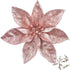 GL-Turelfies 12 Pcs Rose Gold Glitter Christmas Flowers (16cm/6.3’’) with 12 Pcs Clips for Xmas Tree Ornaments