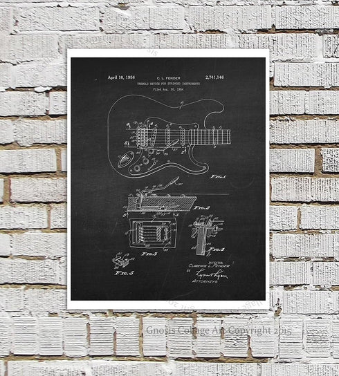Gnosis Picture Archive Guitar Wall Decor - Posters Set of 4 Unframed Art Prints