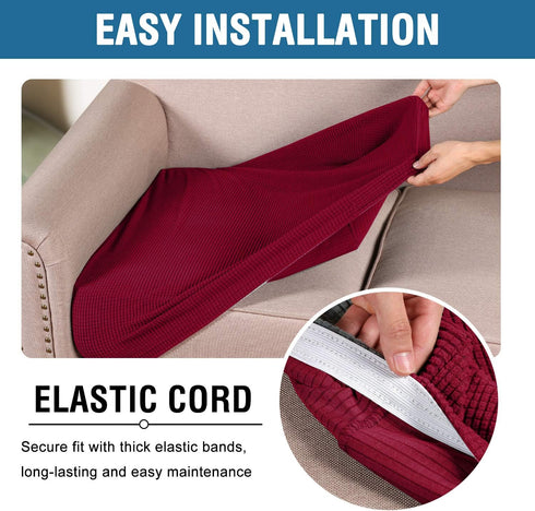 H.VERSAILTEX High Stretch Individual Seat Cushion Covers, Sofa Slipcovers Featuring Jacquard Textured Twill Fabric (2