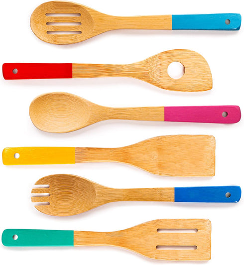 BergHOFF Bamboo 6Pc Utensil Set, Multi-Color, 12" with Hanging Loop