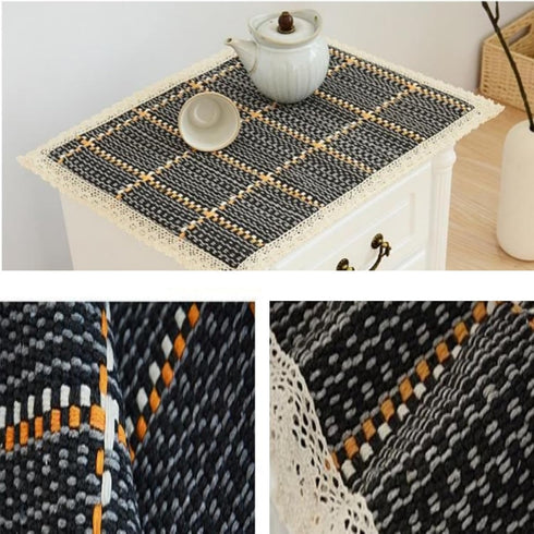 15.7x17.7 Tablecloth Nightstand End Tabletop Dust Cover Night Stand Table Linen - Dark Gray