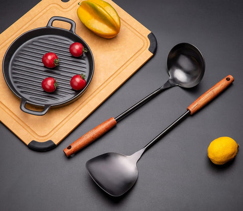 FJNATINH Spatula & Ladle Wok Tool Set, 14.2-15 inches Stainless Steel Wok Utensils